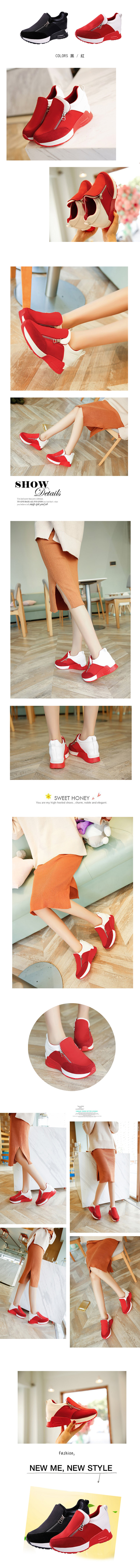 休閒鞋-內增高側拉鍊厚底休閒鞋